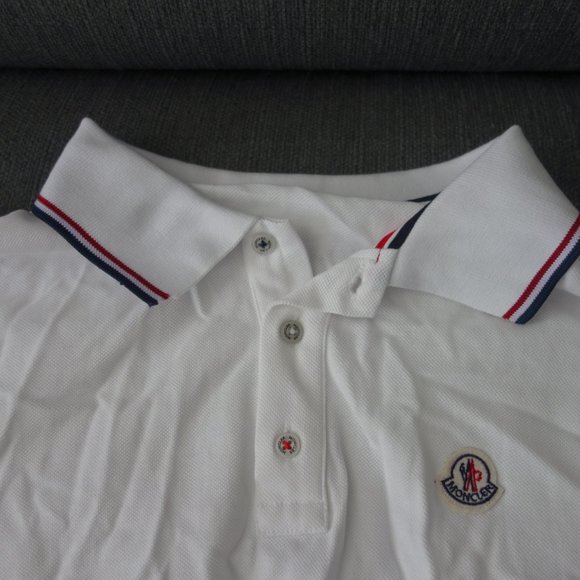 Moncler White 100% Cotton Polo Size L - Picture 6 of 13